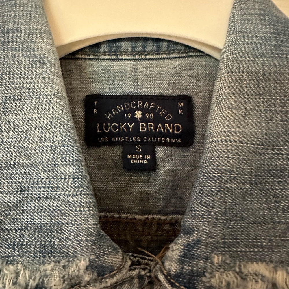 Denim Lucky Brand vest size small, gently worn.